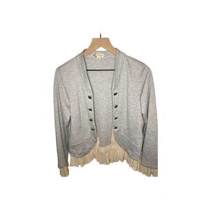 about a girl Open Cardigigan With Ruffle Trim